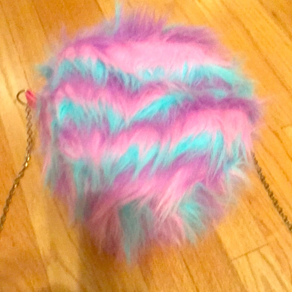 Cotton Candy faux fur purse